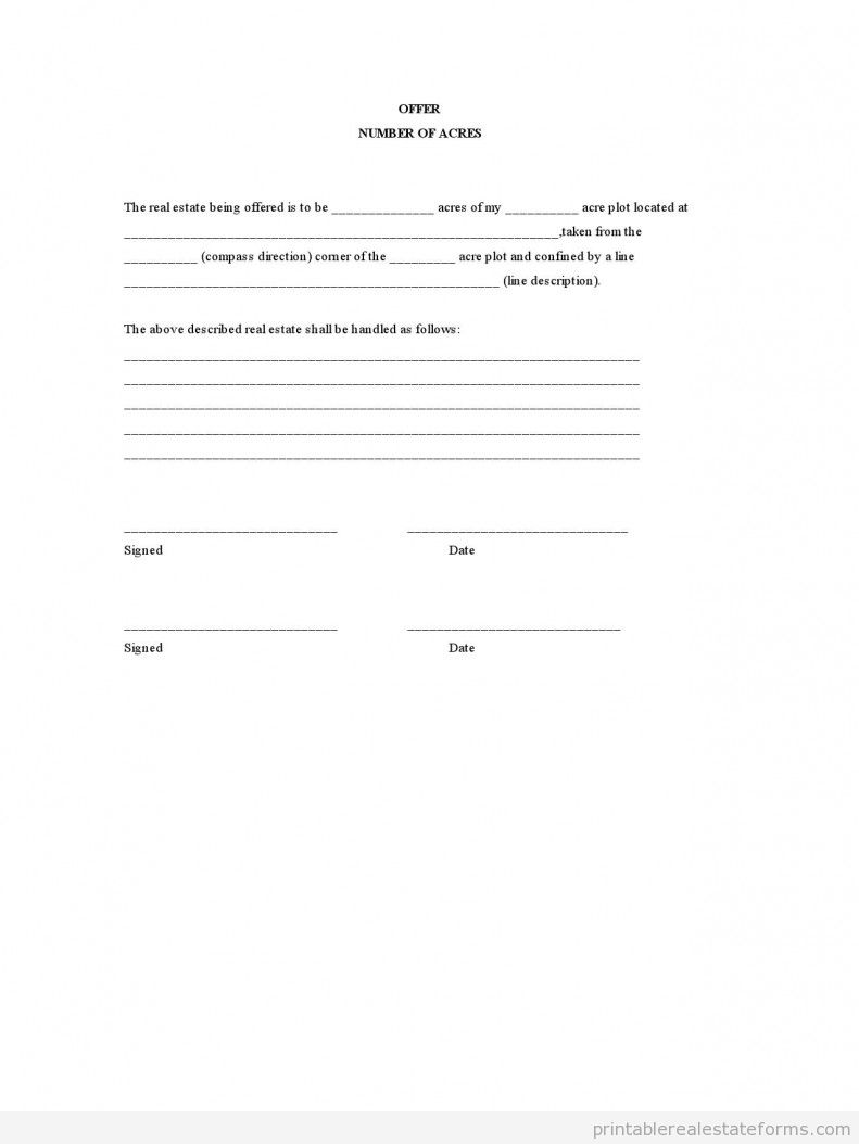 Offer - Number of Acres