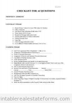 Checklist for Acquisitions Checklist for Acquisitions