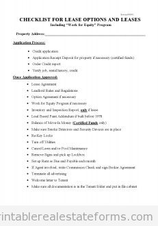 Checklist for Lease-Options and Leases