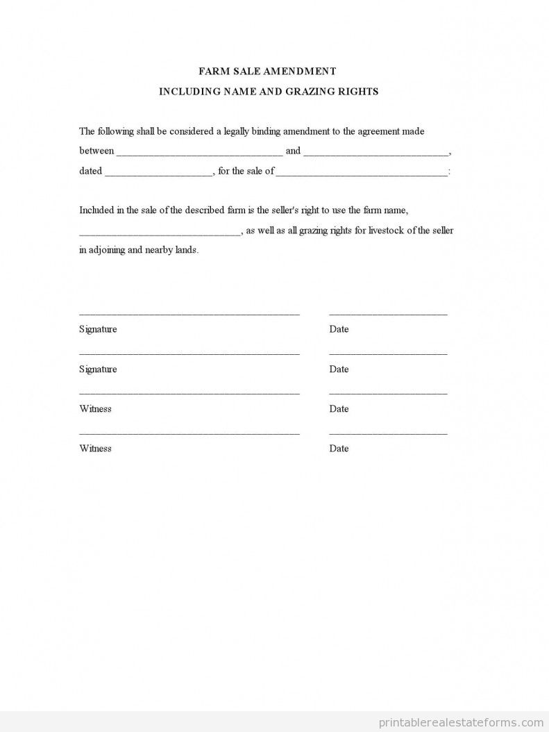 Farm Sale Amendment - Including Name & Grazing Rights