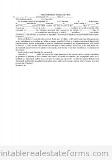 Notice of Forfeiture of Contract by Seller Notice of Forfeiture of Contract by Seller