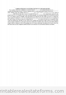 Condition of Bond Given to City by Holder of Permit to Use 
