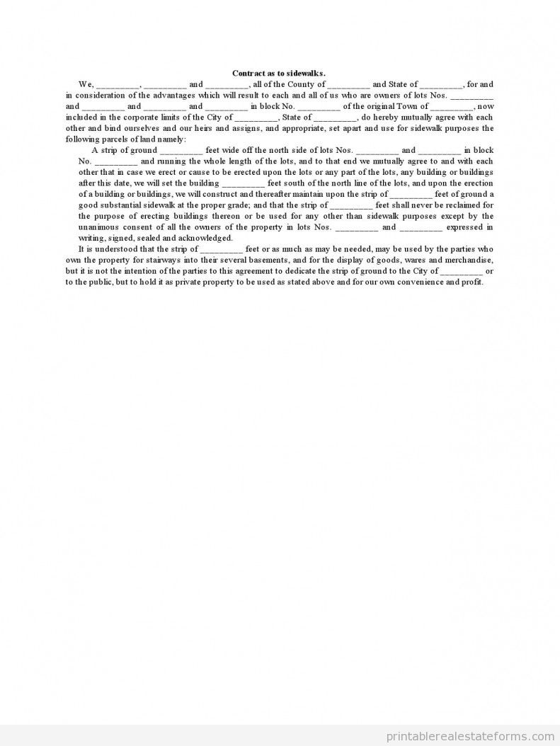 Contract As to Sidewalks