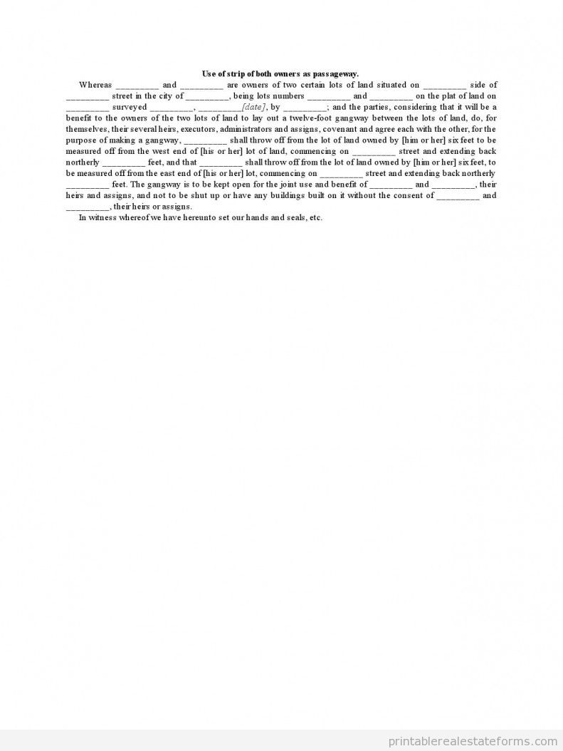 Use of Strip of Both Owners As Passageway