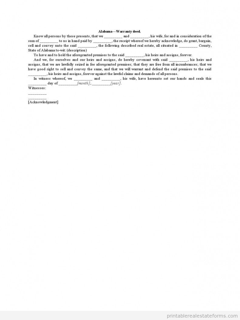 Alabama-Warranty Deed