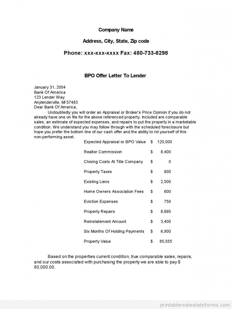 Preview BPO Letter to bank