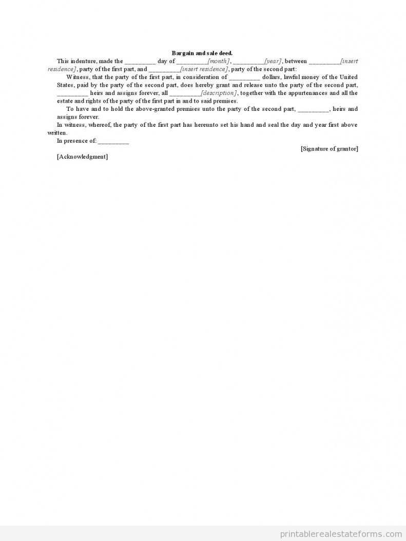 Bargain and Sale Deed