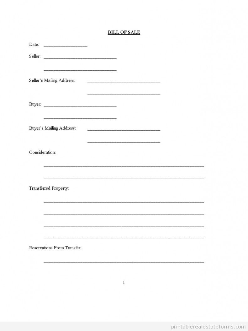 Bill of Sale