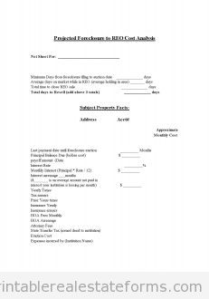 Copy of Projected Foreclosure to REO Cost Analysis Copy of Projected Foreclosure to REO Cost Analysis