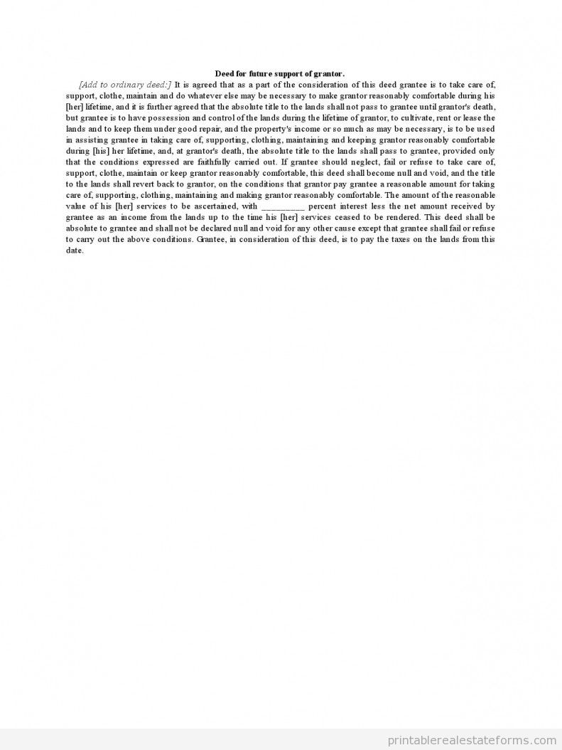 Deed for Future Support of Grantor