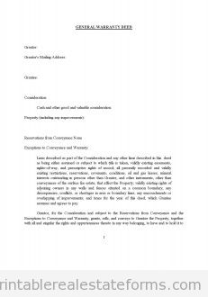Sample GENERAL WARRANTY DEED Forms DeedSubjectTo