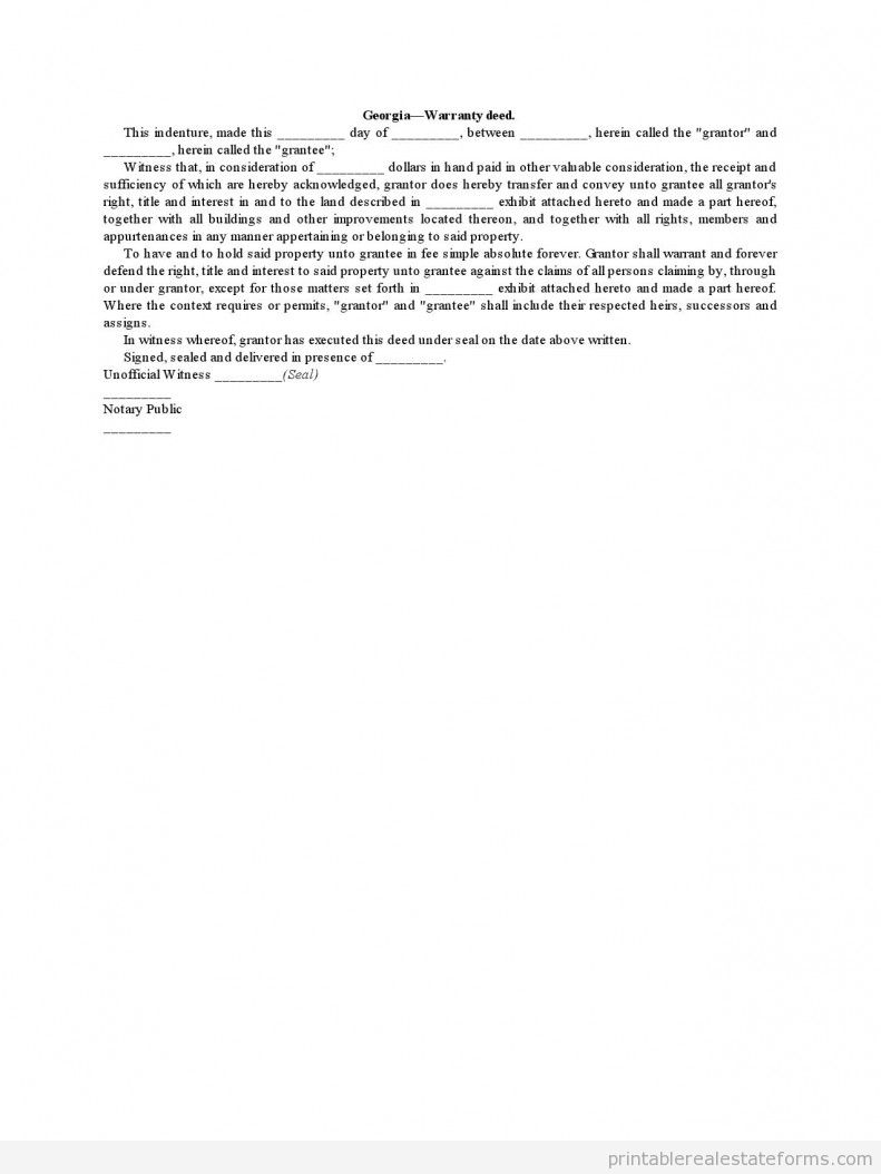 Georgia-Warranty Deed