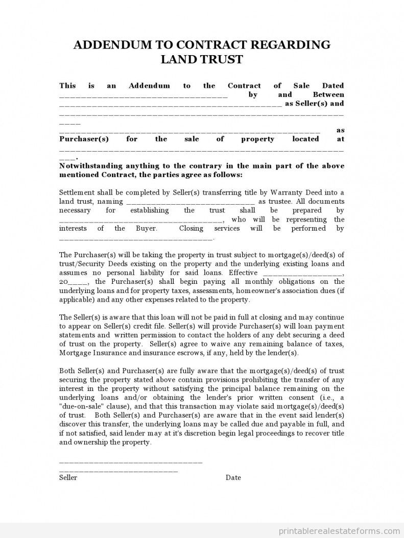 LAND TRUST ADDENDUM