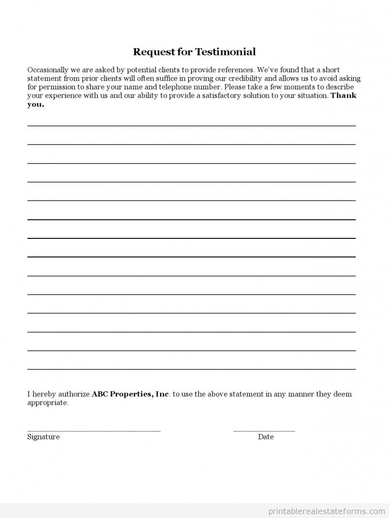 TESTIMONIAL LETTER