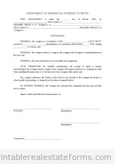 Assignment of Beneficial Interest in a Trust