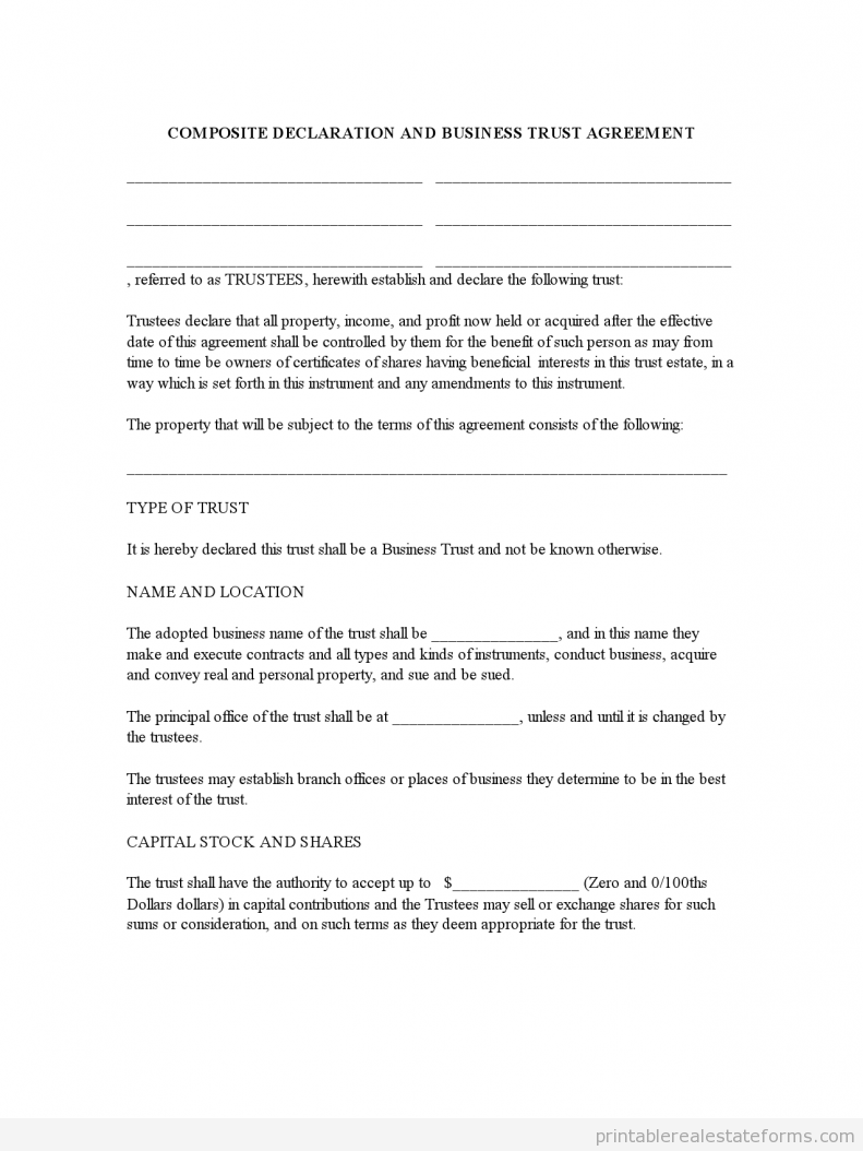 BUSINESS TRUST AGREEMENT