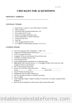 Checklist for Acquisitions Checklist for Acquisitions