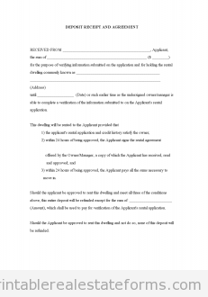 Deposit Receipt and Agreement