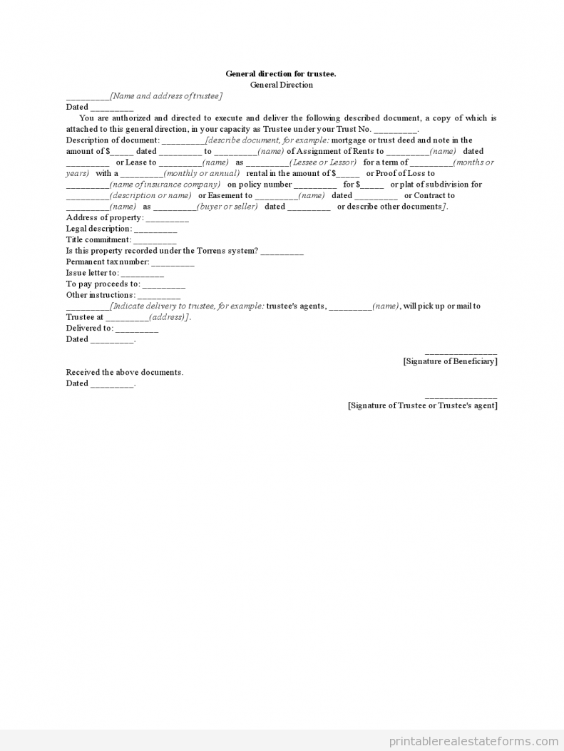General Direction for Trustee