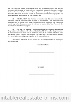 Land Trust Agreement Land Trust Agreement