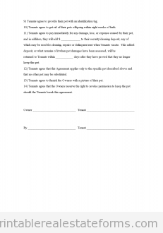 Pet Agreementm (Addendum To The Rental Agreement)