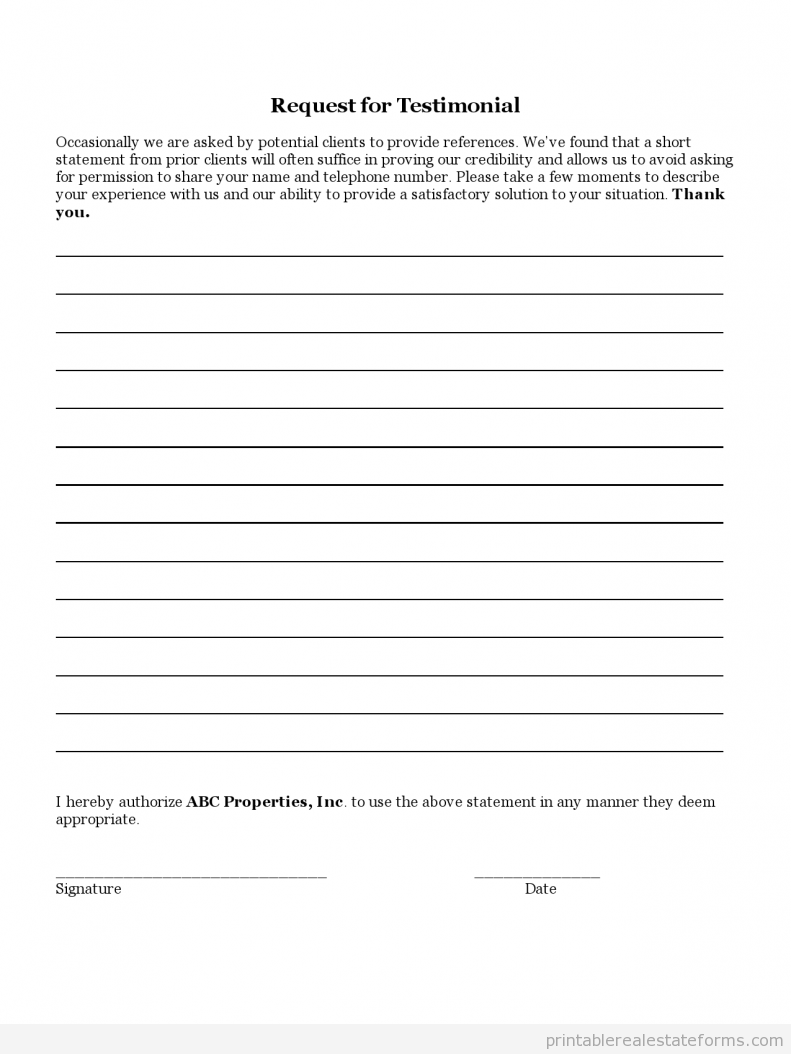 TESTIMONIAL LETTER