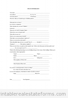Tenant Information Tenant Information