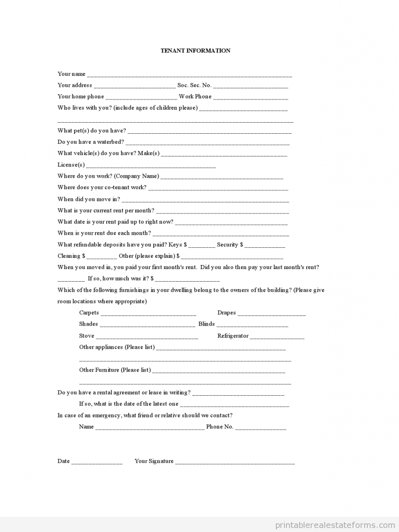 Tenant Information