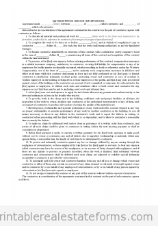 Agreement Between Contractor and Subcontractor