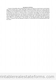 Agreement Not To File Liens Agreement Not To File Liens