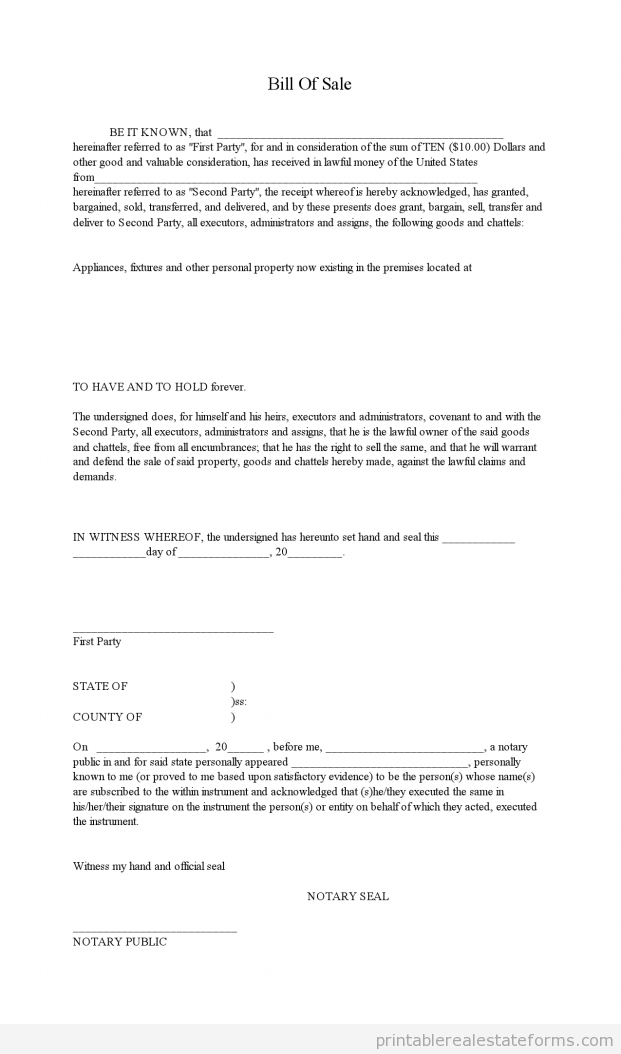 Bill of Sale