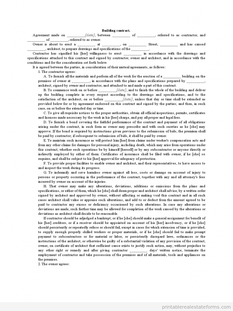 Building Contract