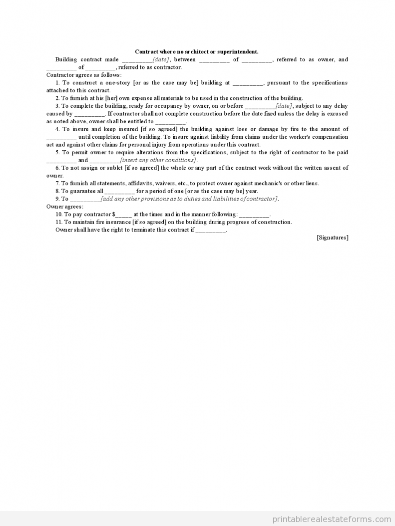 Contract Where No Architect Or Superintendent
