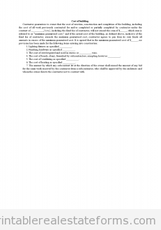 Sample Cost of Building Forms Cost of Building