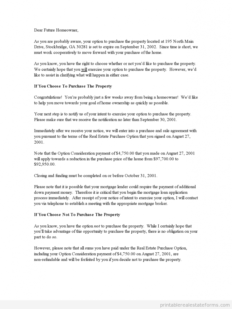 End Of Lease Letter