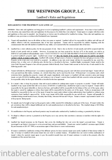 Landlord's Rules and Regulations