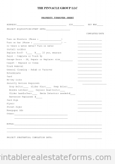Leased Property Turnover Sheet