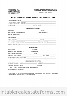 RENTAL & OWNER FINANCE APPLICATION