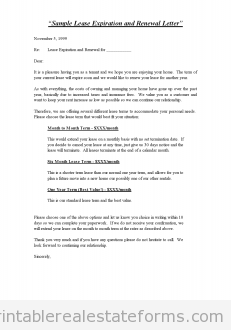 Sample Lease Expiration and Renewal Letter - Standard Sample Lease Expiration and Renewal Letter - Standard