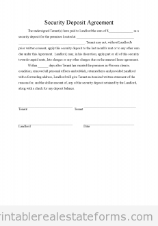 security deposit agreement security deposit agreement