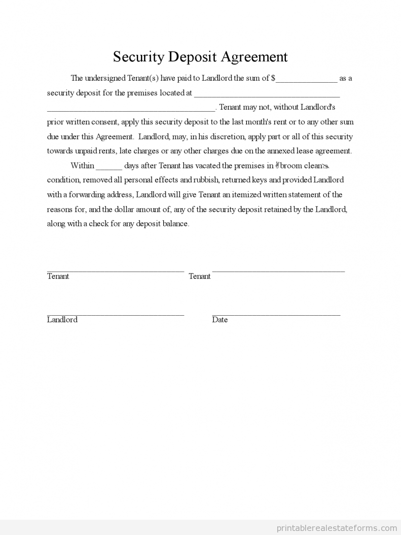 security deposit agreement