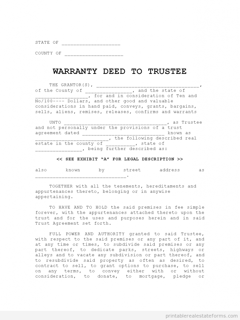 warranty deed to trustee
