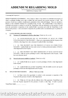 Addendum Regarding Mold