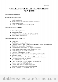Checklist for Sales with New Loans