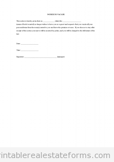 Notice to Vacate