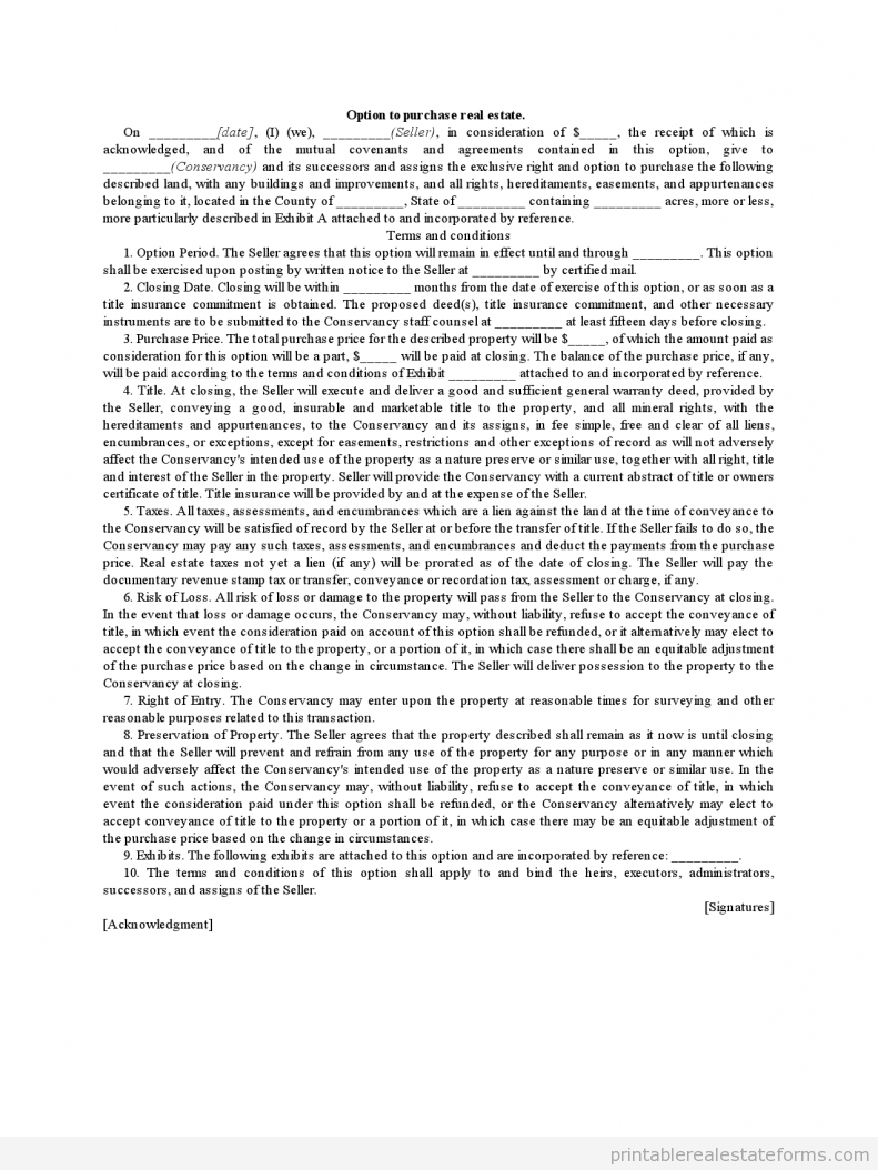 Option to Purchase Real Estate0001