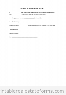 Receipt or Release of Personal Property
