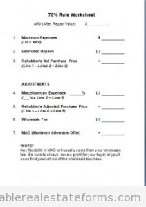 70% Rule Worksheet 70% Rule Worksheet