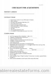 Checklist for Acquisitions