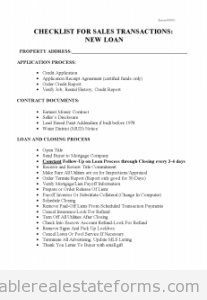 Checklist for Sales with New Loans Checklist for Sales with New Loans